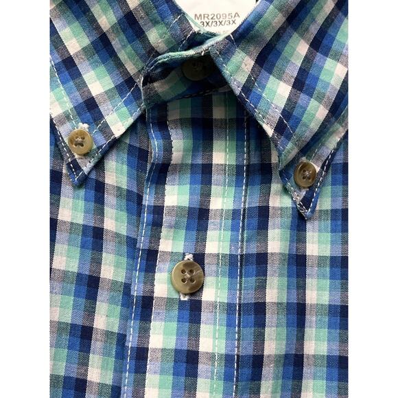 Wrangler Riata Shirt Mens 3X Blue Plaid Long sleeve Button Down Pocket Western - Picture 5 of 7